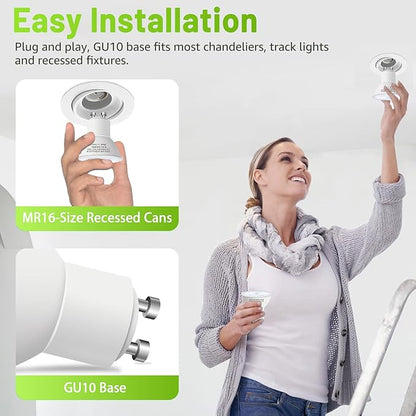 GU10 Led Bulb 6W Equivalent 50W, MR16 Led Bulb 3000K Soft White Light Bulbs, 650 Lumens, Non-Dimmable, GU10 Base, 2 Prong Track Energy Saving Light Bulbs for Kitchen, Living Room, Bedroom, 20 Pack