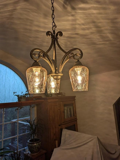 Wine Glass Lamp Shade for Lighting Fixture, 6.3" Height, 1-5/8 Inch Fitter, 3 Pack Clear Crackle Effect Glass Replacement Globe Shade