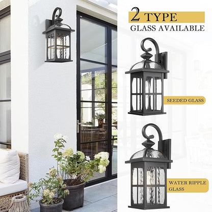 Darkaway Large Outdoor Wall Light, 22inch Exterior Light Fixture with Water Ripple Glass, Aluminum Outside Lights Sconces Exterior Lighting for House Porch Patio Doorway Garage