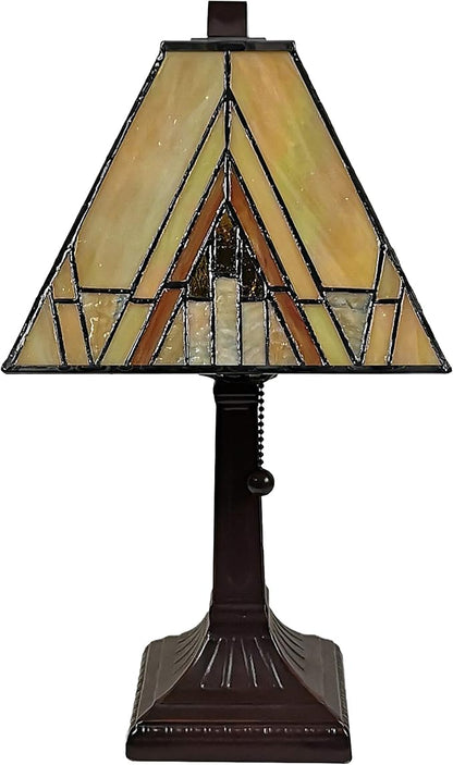 Amora Lighting Tiffany Style Mission Table Lamp with Vintage Stained Glass Decor