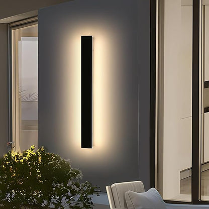Modern Outdoor Wall Sconce, 47inch LED Wall Mounted Light, 3000K Warm White, IP65 Waterproof, Black Aluminium, AC 85-265V, Minimalist Long Light Fixture for Patio, Garage, Yard, Gardens