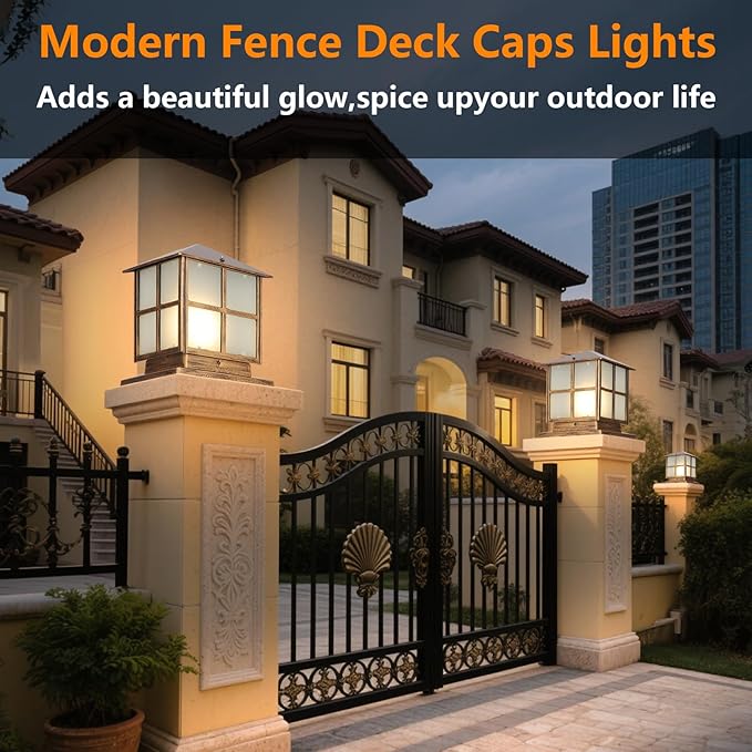 SLAWA Outdoor Post Lights Fixture, Modern Yard Entry Outdoor Column Lights with Aluminum Housing, Patio Pillar Lights Outdoor with Tempered Glass, IP65 Waterproof