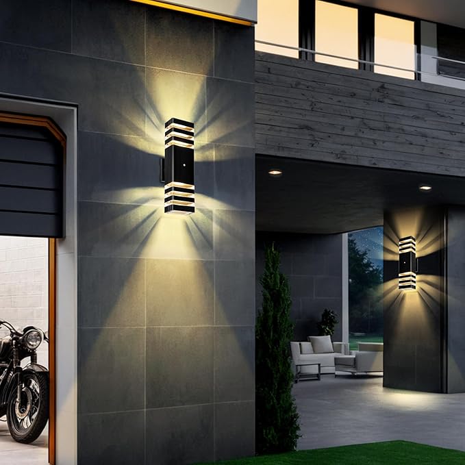 LED Square Up & Down Wall Lights 2 Pack 15inch,Outdoor Wall Lights 3000K Aluminum Body Waterproof IP65 Exterior Light Fixtures Wall Mount, Up Down Porch Lights Outdoor for House Porch Garage