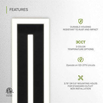 ASD LED 36" Long Wall Mount Light Fixture, Outdoor & Indoor Linear Sconce | 3CCT, Dimmable, Waterproof, Anti-Rust, ETL Listed | 30W 1850LM 3000-5000K 100-277V | Exterior Porch Lighting | Black, 2 Pack