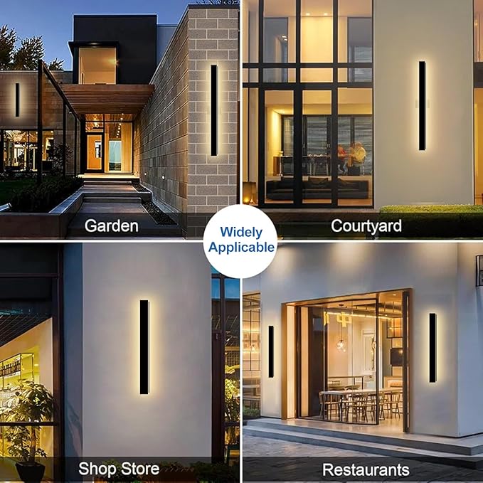 Modern Outdoor Wall Light, 47 Inch Long Outdoor Wall Sconces with Junction Box Cover 3000K LED Wall Mount Exterior Light Fixture IP65 Waterproof Outside Wall Lights for House Garage