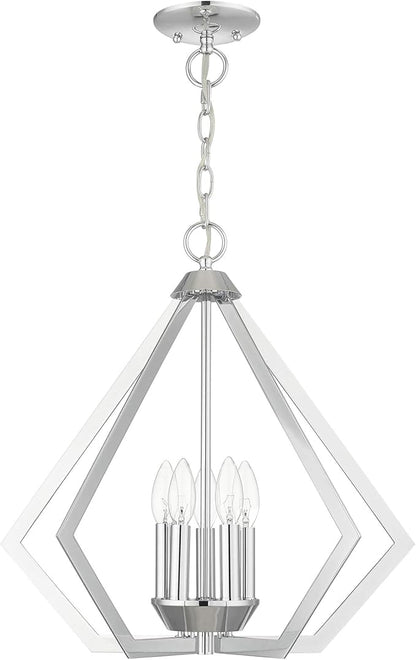 Livex Lighting 40925-05 Transitional Five Light Chandelier from Prism Collection Finish, Polished Chrome