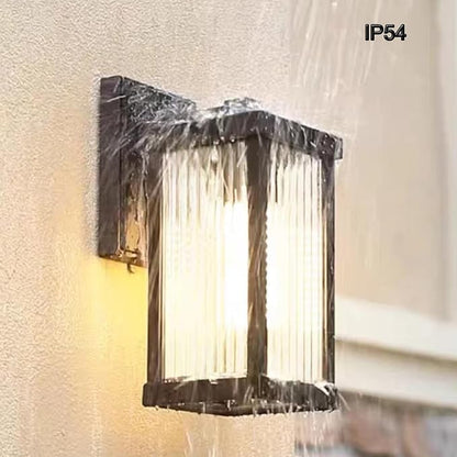 Outdoor Wall Light Fixtures, Exterior Waterproof Lanterns, Porch Sconces Wall Mounted Lighting with E26 Sockets & Glass Shades, Modern Matte Black Wall Lamps for Patio Front Door Entryway
