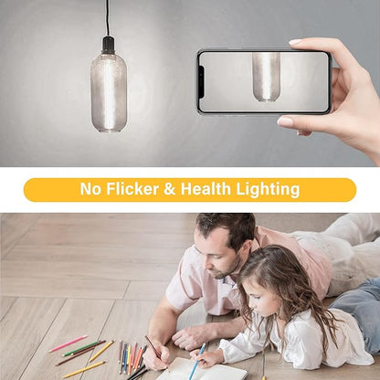 11.8IN 1000LM 5000K Daylight White Light Bulbs E26 Base, T10 T9 Edison Bulbs Dimmable 8W, AC 120V 100 Watt Equal Filament Bulb, Vintage Clear Glass Long Tubular LED Bulb, UL Listed - 2Pack