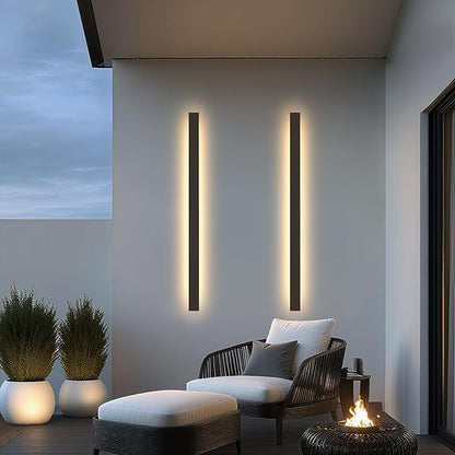 2Pack Modern Outdoor Wall Lights 59.1" Black Porch Wall Light 3000K Anti Rust Exterior Wall Sconces Long LED Linear Exterior Lighting Fixtures for Living Room Garage Swimming Pools