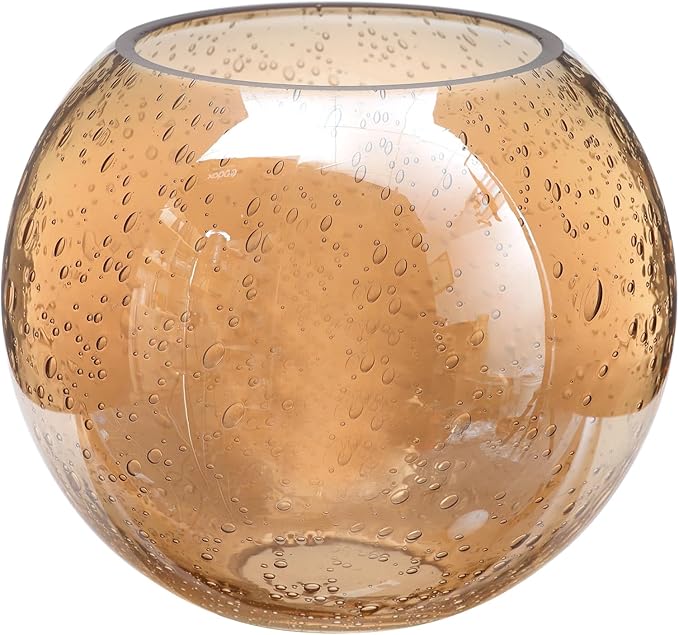 Glass Lamp Shade Replacement Globe & Cover for Lighting Fixture, 5.9" Diameter, 1-5/8 inch Fitter, 2 Pack Clear Amber Seeded Bubble Globe Lamp Shade