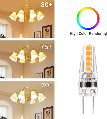 G4 LED Bulb, 2W Equivalent to 15W-20W Halogen Bulb, T3 JC Type Bi-Pin G4 Base, AC/DC 12V for Under Cabinet Puck Light Chandeliers Landscape Lighting, 2700K Warm White （10 Pack