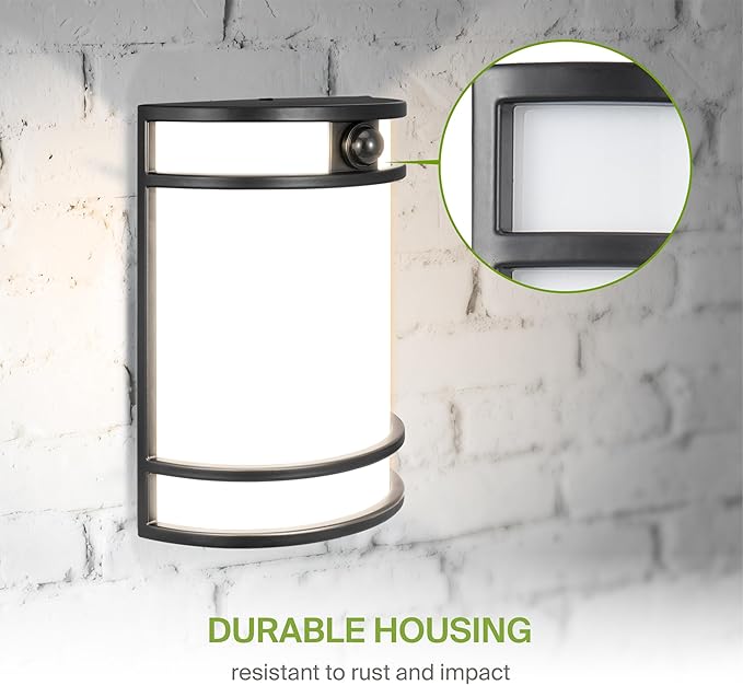 ASD 10 Inch LED Outdoor & Indoor Wall Mount Light Fixture with Motion Sensor - Black Wall Sconce Lighting - 15W 120-277V 3000K 4000K 5000K Adjustable Exterior Lights - Front Door & Patio - ETL 4 Pack