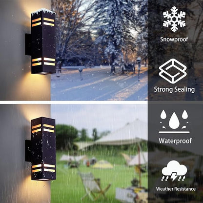 Dusk to Dawn Outdoor Wall Light, Brown Exterior Up Down Lights Outdoor Light Fixture, Porch Lights Wall Mount 2 Pack, IP65 Aluminum Modern Outside Lights for House Front Door, Porch