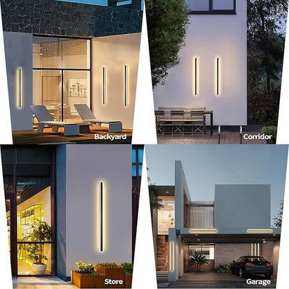 Modern Outdoor Lights, 59 Inch Outdoor Wall Light 3000K Outdoor Lighting IP65 Waterproof Black LED Long Exterior Wall Sconce for House Garage Porch Patio
