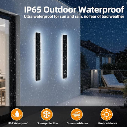 Upgrade Widened 2 Pack 39.3inch Outside Wall Mount Light Fixtures, 3000K-6000K Dimmable Modern LED Wall Sconce, IP65 Waterproof Long Strip Lighting for Porch, Patio, Garage with Remote Control