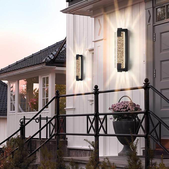 camuucci Dusk to Dawn Outdoor Light,19.7 Inches LED Porch Lights Outdoor Waterproof Modern Outside Sconce Wall Mount for Doorway Hallway Porch Patio Yard Doorway Black