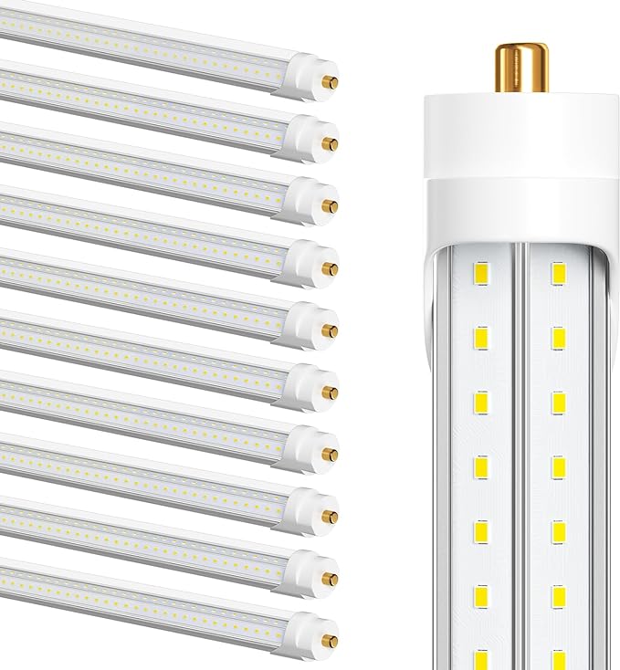 75w 8ft Led Bulbs, 9500lm 5000k 8' Led Bulb, V Shaped Clear Cover T8 Led Tube Lights 8ft, T8 Led Bulbs 8 Foot, 8' Led Replacement for T8 T10 T12 F96t12 Fluorescent Tubes