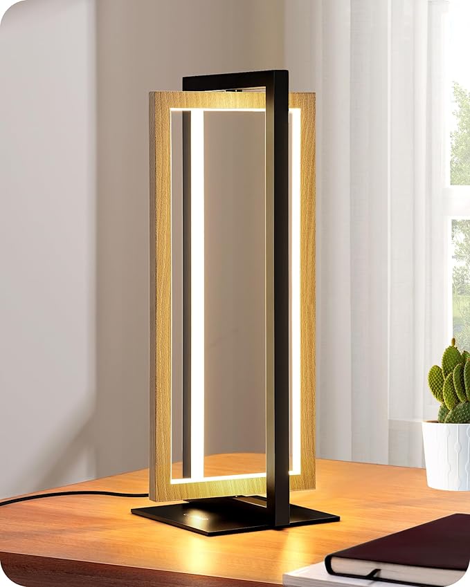 EDISHINE LED Table Lamp, Minimalist Bedside Lamp with 3 Color Temperature, MAX 850LM Stepless Dimmable, Switch Control Nightstand Lamp for Living Room Bedroom, Angle Adjustable