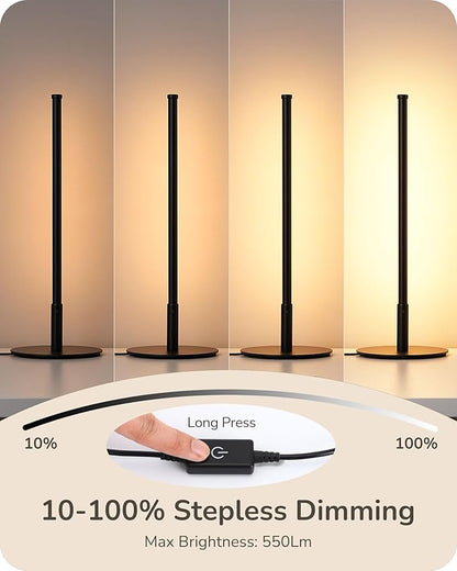 EDISHINE Upgraded LED Table Lamp Set of 2, Stepless Dimmable Bedside Lamps with Metal Finish & 3 Color Temperature, 6W Modern Desk Lamps, Black Nightstand Lamp for Bedroom, Living Room, Corner, Gift