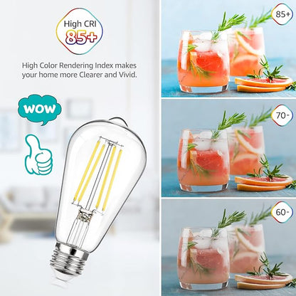 MAXvolador 12-Pack Dimmable Vintage LED Edison Bulb 60W Equivalent, 6W 850Lumens Neutral White 4000K ST58 Antique Filament Light Bulbs, E26 Base