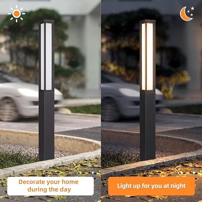 Outdoor Pathway Lights, 71 Inches Tall Bollard Light, 3000K Landscape Path Lighting, Large Mordern Led Bollards, IP65 Waterproof Pole Sidewalk Lights Wired for Driveway Walkway Garden Yard