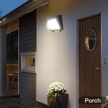 JTT LED Wall Pack Lights Outdoor with Dusk to Dawn Photocell, Selectable 75W/60W/45W, 9750LM/7800LM/5850LM, 6000K/5000K/4000K,Waterproof Flood Security Wall Pack Lighting for Garage Yard Parking Lot