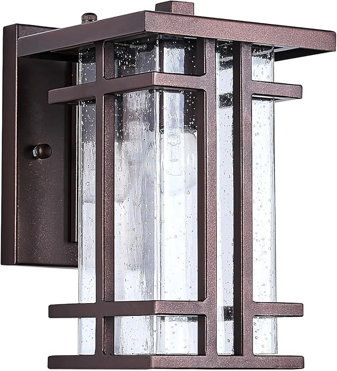 Retro Outdoor Wall Light Oil Rubbed Bronze Outside Wall Lamp with Seeded Glass Shade 10"H Exterior Light Fixtures Wall Mount IP65 Waterproof Outdoor Porch House Lighting Exterior Wall Sconces E26