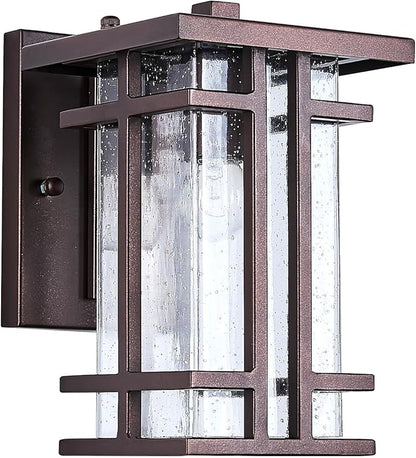 Retro Outdoor Wall Light Oil Rubbed Bronze Outside Wall Lamp with Seeded Glass Shade 10"H Exterior Light Fixtures Wall Mount IP65 Waterproof Outdoor Porch House Lighting Exterior Wall Sconces E26
