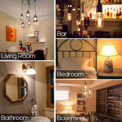 E26 Tubular LED Bulbs 4W, 3000K Soft White,Dimmable Edison Style Filament Light Bulb, T10 Vintage Bulb 40 Watt Equivalent, E26 Medium Base 400LM,Clear Glass Cover, 7.3in(185mm),4-Pack