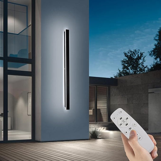 Modern Black Outdoor Wall Lights for House,79 "Garage Exterior Lighting Fixtures LED IP65 Outdoor Wall Light Dimmable 3000K-6000K Long Strip Anti-Rust Wall Lamp for Patio Passage Porch