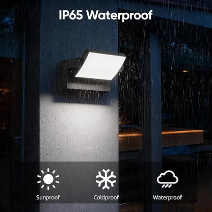 40W LED Outdoor Wall Lights, 5500K Modern Exterior Light Fixtures, IP65 Waterproof Flood Lights, 360 ° Adjustable Head Black Porch Lighting for House (2 Packs)