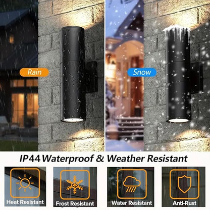 2 Pack 14inch Outdoor LED Wall Lights,Day White 4000K 1800LM Up&Down Outdoor Wall Light Aluminum Body Waterproof IP65 E26 Base led Porch Light for Wall Patio Garage Garden