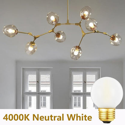 Dimmable G16.5 Frosted Edison Bulbs, E26 LED Bulb, 6W Equivalent 60W, G16 1/2 led Edison Bulb 4000K,E26 Frosted LED Globe Bulbs for Chandeliers, Vanity Lights- AC120V 600LM, 6Pack (6W-4000K)