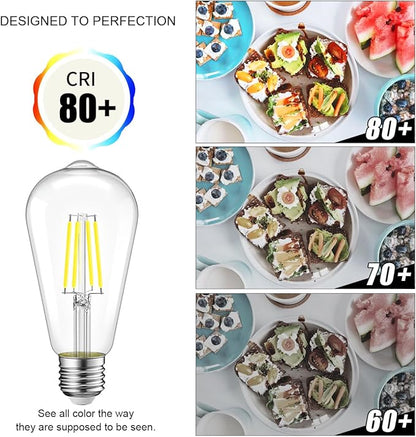 LVWIT ST21 LED Edison Light Bulbs 5W(40W Equivalent) Dimmable 5000K Warm White Vintage Edison Light Bulb E26 Medium Base, Antique Glass Style for Home, Bedroom, Office, Farmhouse(6-Pack)