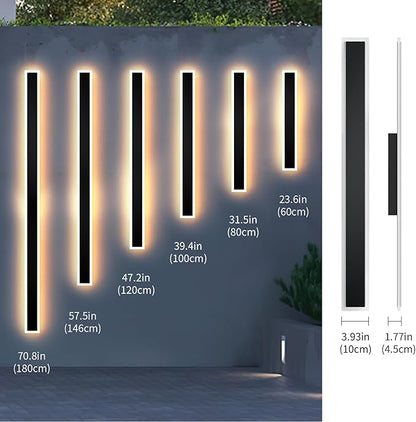 2 Pcs Modern Outdoor Wall Lights 39.4inch Dimmable 3000K-6000K with Remote Control Waterproof IP65 Exterior Long Wall Sconce for House Garage Patio