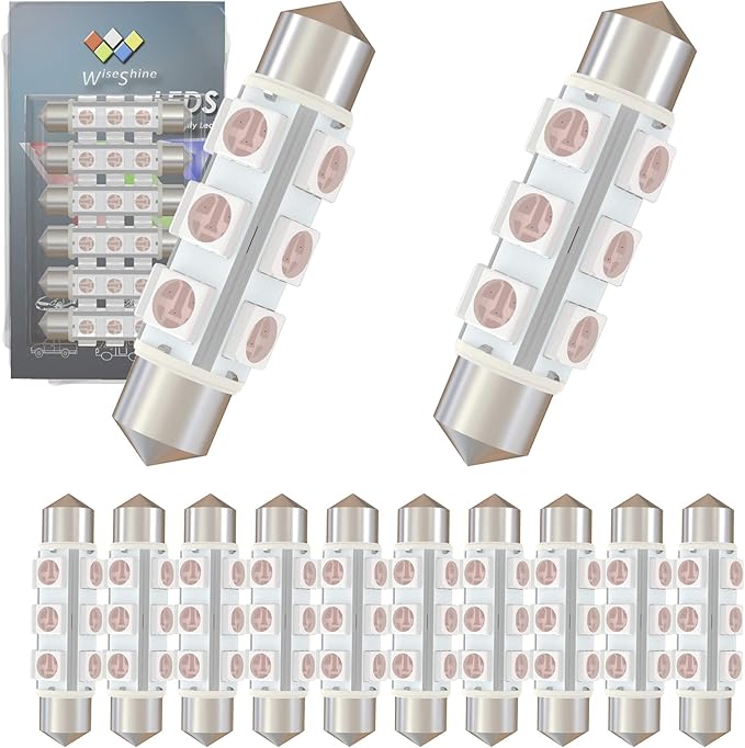 360 deg 44mm DC 24V 569 LED Bulb Pink Purple,Festoon 561 578 211-2 LED Bulbs for Truck Marine Boat Interior Map Trunk Lights Non Polarity(Pack 12)