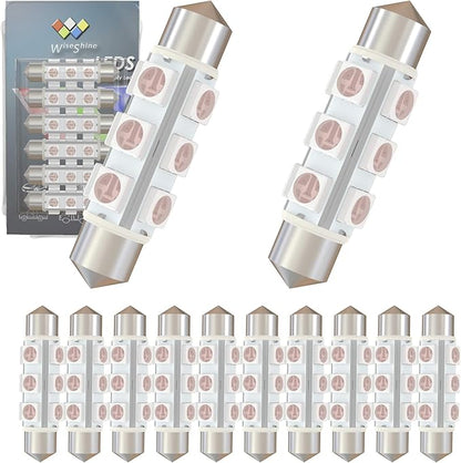 360 deg 44mm DC 24V 569 LED Bulb Pink Purple,Festoon 561 578 211-2 LED Bulbs for Truck Marine Boat Interior Map Trunk Lights Non Polarity(Pack 12)