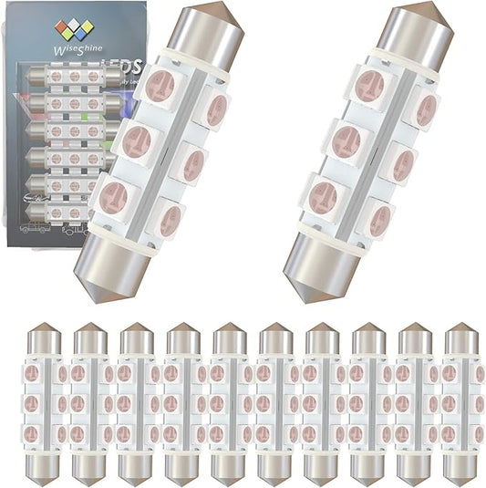 360 deg 44mm DC 12V 569 LED Bulb Pink Purple,Festoon 561 578 211-2 LED Bulbs for RV Car Interior Map Trunk Lights Non Polarity(Pack 12)