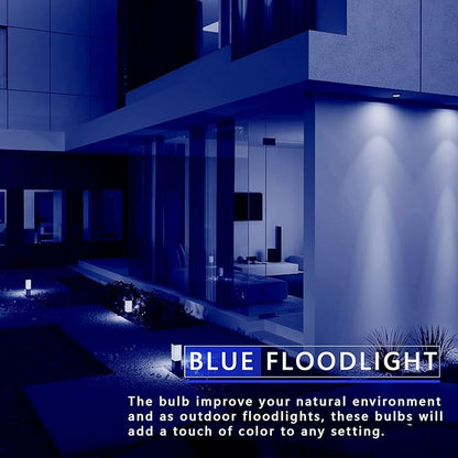 PAR38 Flood Lights Outdoor,Dimmable LED Flood Light Bulbs,20W(Equivalent to 200W),E26 Base,Outdoor Porch,Holiday Lighting,LED Flood Light Bulb for Halloween,Christmas,4 Pack Blue