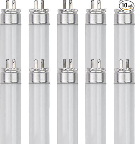 Sunlite 6-Inch F4T5/CW T5 Linear Fluorescent Lamp, 4 Watts, 135 Lumens, 4100K Cool White, Miniature G5 Bi-Pin Base, ROHS Compliant, High Performance Straight Tube, 10 Pack