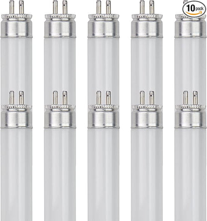 Sunlite 12-Inch F8T5/DL T5 Linear Fluorescent Lamp, 8 Watts, 310 Lumens, 6500K Daylight, Miniature G5 Bi-Pin Base, ROHS Compliant, High Performance Straight Tube, 10 Pack
