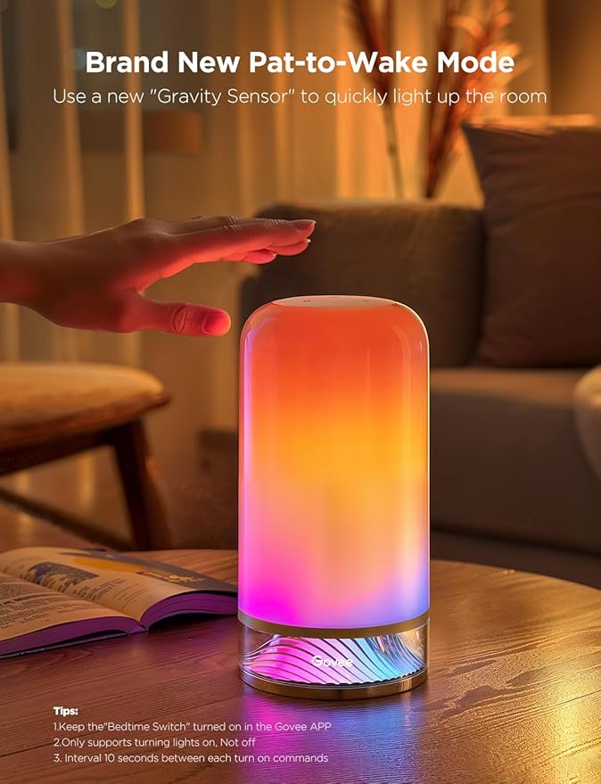 Govee RGBIC Smart Table Lamp 2, Touch Bedside Small Table Lamp Matter, Alexa Compatible, LED Desk Lamp with 64 Scene Modes, Color Changing Lamp for Bedroom Living Room Dimmable Night Light(Corded)