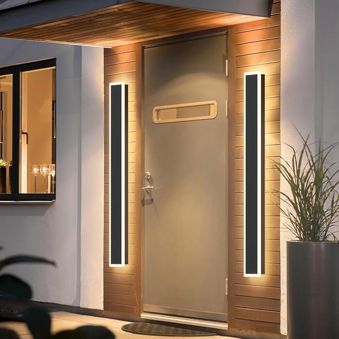 47.2Inch Modern Outdoor Lights IP65 Waterproof Exterior Linear Sconce Long Outdoor Porch Lights 3000K for Courtyard House(5.9in Wide)