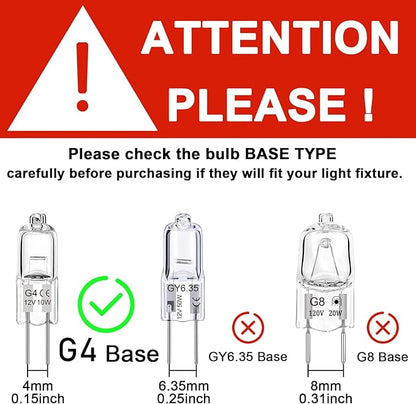 G4 Light Bulbs, 12 Pack Crystal Clear Halogen Bulb 2 Pin, Premium Quality 12V 10W JC T3 Bi-pin G4 Capsule Bulb for Landscape Lighting, Under Cabinet Puck Light, Dimmable, 2700K Warm White