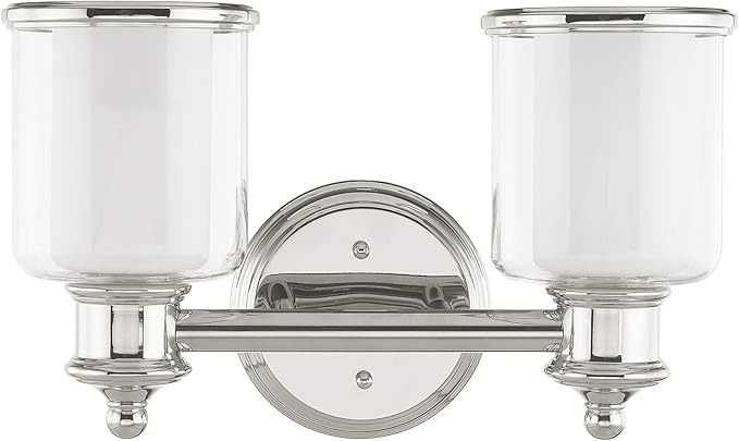 Livex Lighting 40212-35 Transitional Two Light Bath Vanity from Middlebush Collection in Polished Nickel Finish 14.5 x 6.5 x 9