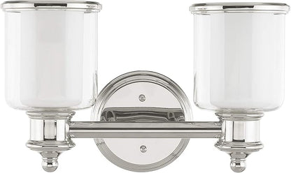 Livex Lighting 40212-35 Transitional Two Light Bath Vanity from Middlebush Collection in Polished Nickel Finish 14.5 x 6.5 x 9