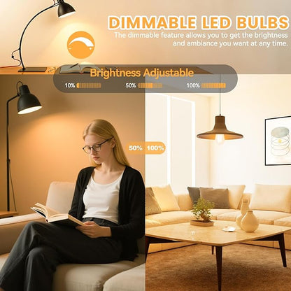 Brightever Dimmable Amber Light Bulbs 60 Watt Equivalent, 2200K Warm Light Vintage LED Edison Bulbs, 850LM, 90+CRI, 7W ST58 E26 LED Bulb, Clear Glass Antique Decorative Lights Bulb for Room, 6-Pack