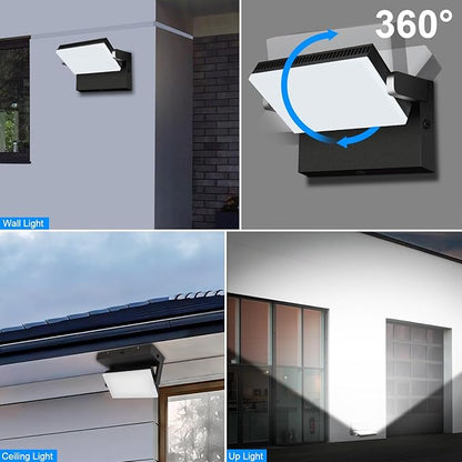 ledmo 150W Outdoor LED Wall Pack Switch Control Full 360 Rotation Exterior Flood Light 21000lm 5000k Modern Security Commercial Wall Mount Fixture for Yard House Garage Shop Barn Warehouse