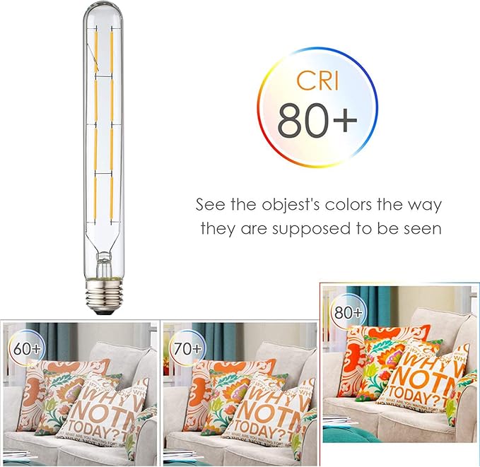 XININSUN T10 Led Bulb, 8.9 Inch Long Tubular Led Light Bulbs, 80Watt Equivalent, 800lm, Dimmable, Clear Glass, E26 8W LED Edison Tube Lamp Bulb,4 Pack. (Soft White-3000K)