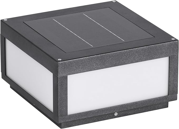 Solar Post Lights, 11.8" Pillar Light Outdoor, Modern Column Lights, Fence Posts Cap Lamp Solar Powered, Square 3000K LED Light Fixture IP54 Waterproof for Garden Deck Patio Outside Lighting